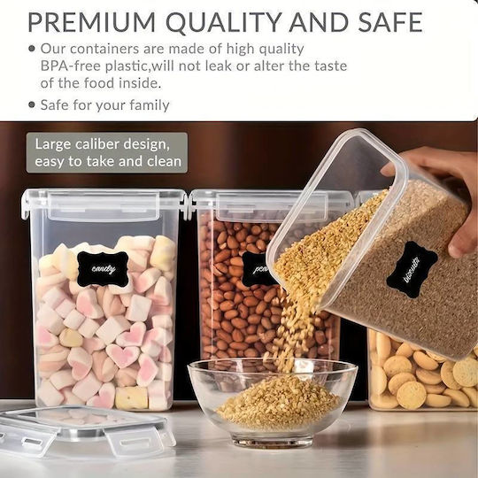 Food Storage Set 10 Pieces General Use Jars with Airtight Lid Plastic 2800ml 10 Pieces