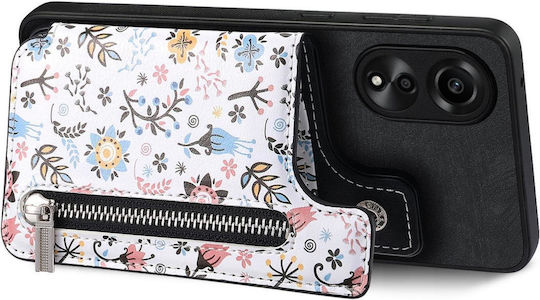 Oppo A93 5g/a74 5g/a54 5g Retro Painted Zipper Wallet Back Phone Case Black