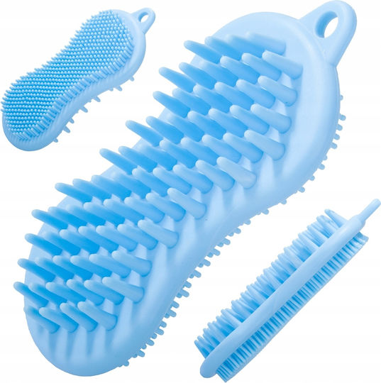 Ubx Double Silicone Brush Hair Body Massage 13.5x6.5x3 Cm Blue
