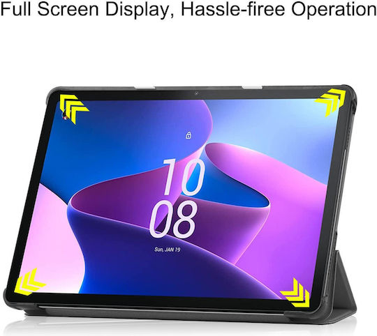 Lenovo Tab M10 3rd Gen Custer Pure Color 3-fold Holder Smart Leather Tablet Case Grey