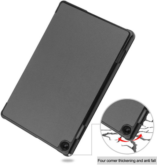 Lenovo Tab M10 3rd Gen Custer Pure Color 3-fold Holder Smart Leather Tablet Case Grey