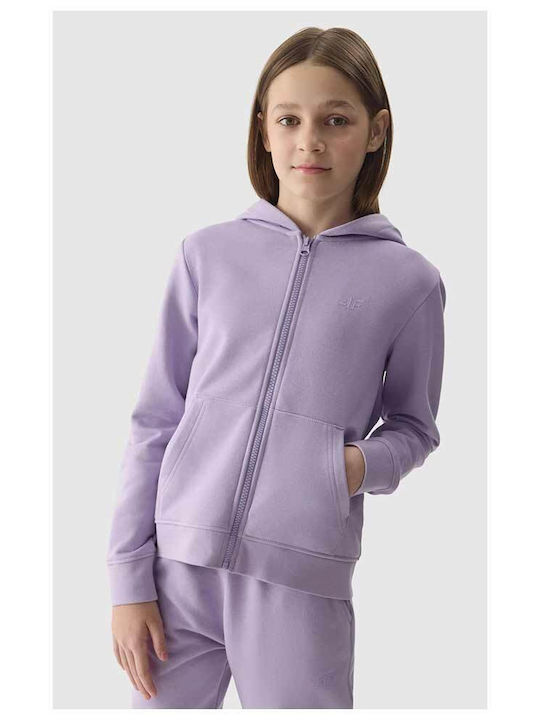 Kids Cardigan Cotton with Hood Purple