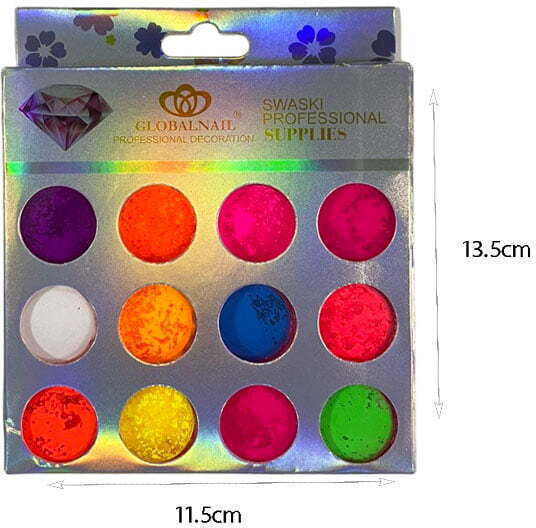 Globalnail Pigment Manicure Jars Nail Decoration 12 Colors Pigments Pigments Powder