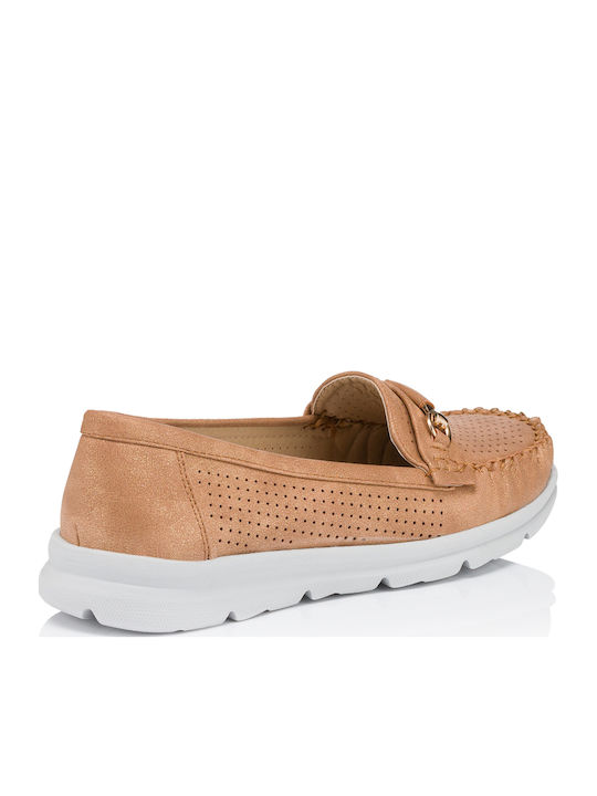 Leder Damen Mokassins in Braun Farbe