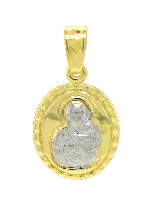 Anhänger Zodiac Gold 14k Leo Double Faced Virgin Mary Anhänger