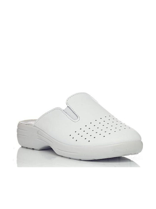 Sunshine Femei Din piele Anatomici Sabot Albe