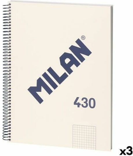 Milan Σημειωματάριο Σπιράλ Α4 80 Φύλλων Ριγέ με Σκληρό Εξώφυλλο Μπεζ