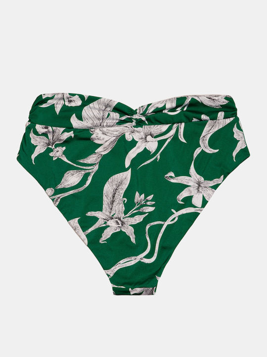 Rock Club Lily Print Bikini Slip High Waist Green