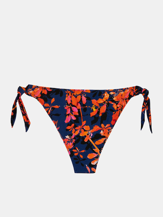 Orchid Print Bikini Slip with Laces Orchid