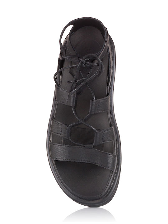 Leather Women's Flat Sandals Black