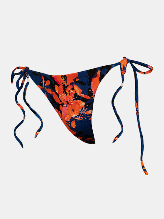 Orchid Print Bikini Slip with Ties Orchid Print