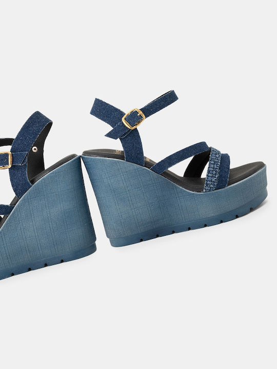 Platforms Bozikis Cross Straps & Barrette Women's 927 Denim Leather