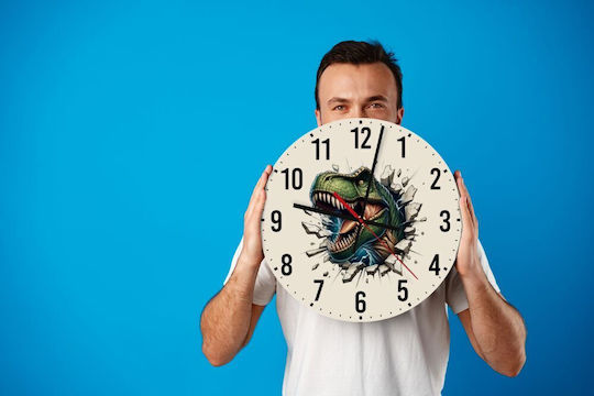 Koupakoupa Παιδικό Ρολόι Τοίχου Dinosaur Break Wall Ξύλινο 30εκ.