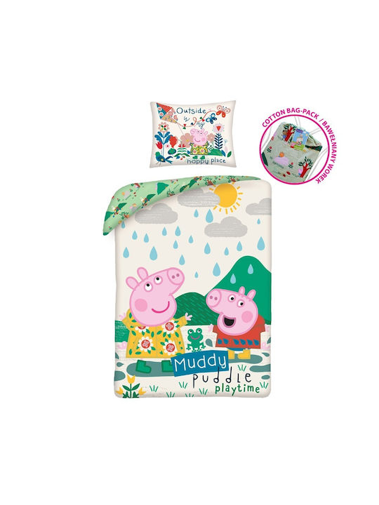 Peppa Pig Σετ Μονά Πράσινο 140x200cm Peppa Pig Σετ Μονά Πράσινο 140x200cm