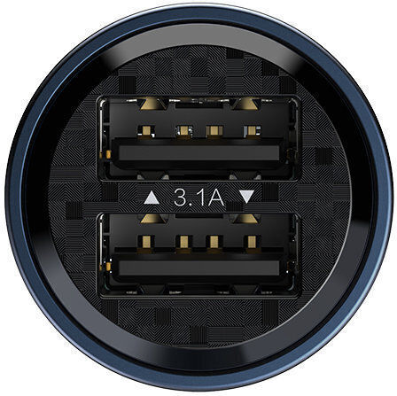 Recci Încărcător Auto 15.5W cu Porturi: 2xUSB Albastru Culoare