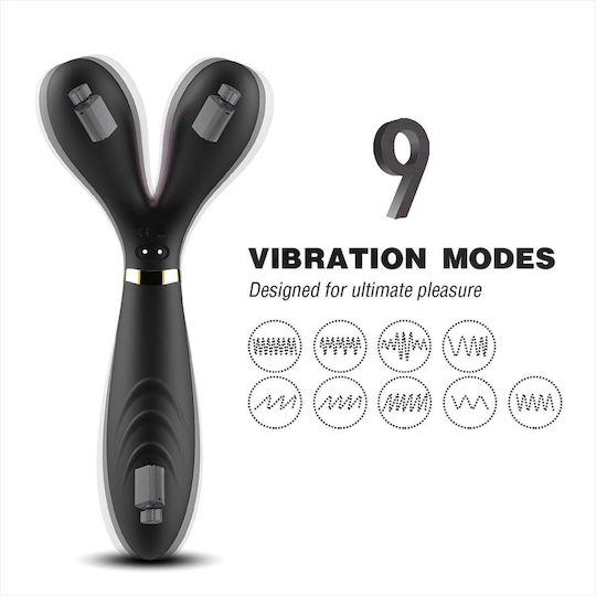 Double Vibrator Massager Stimulator 9 Modes 19cm