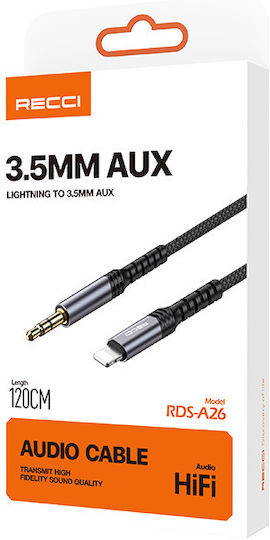 Recci Braided USB 2.0 Cable USB-C male - 3.5mm Black 1m