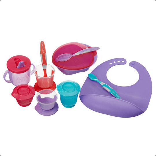 Vital Baby Комплект за Хранене от Пластмаса Лилав 4бр за 4+ месеци