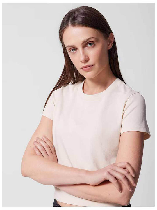 Women's Cotton Short Sleeve Beige Top HWSS24 TTSHF1478 83S