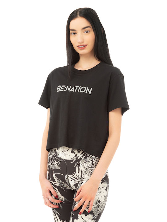 Be:Nation pentru Femei Crop Top din Bumbac Negru