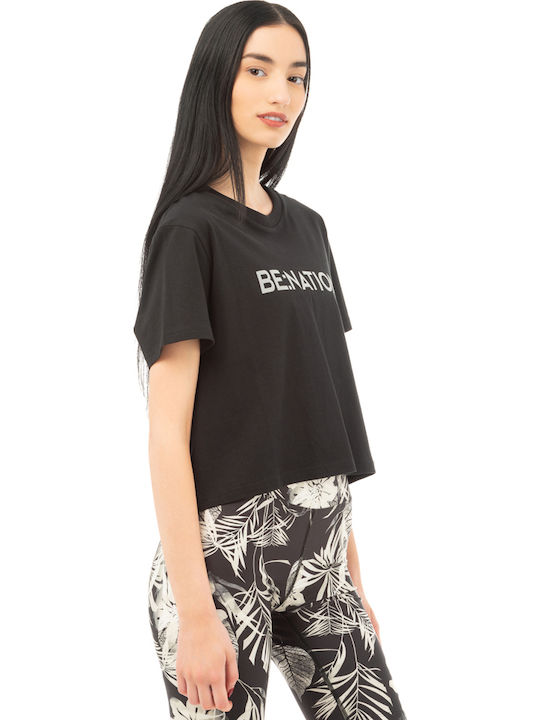 Women's Summer Crop Top Cotton Short Sleeve Black