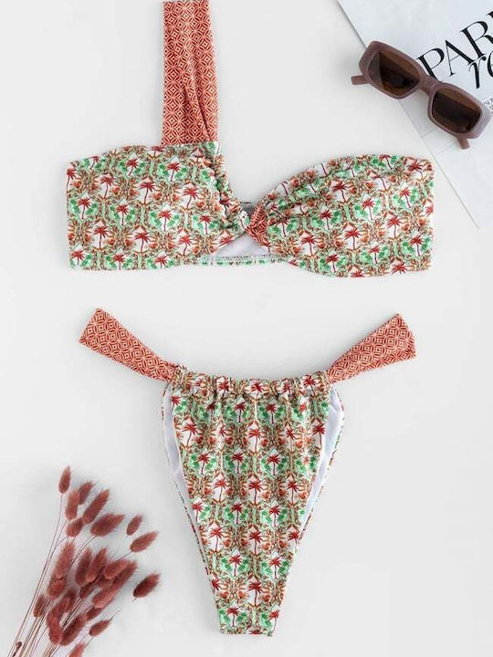 Set Bikini 3 Τεμαχίων Με Έναν Ώμο Πράσινο