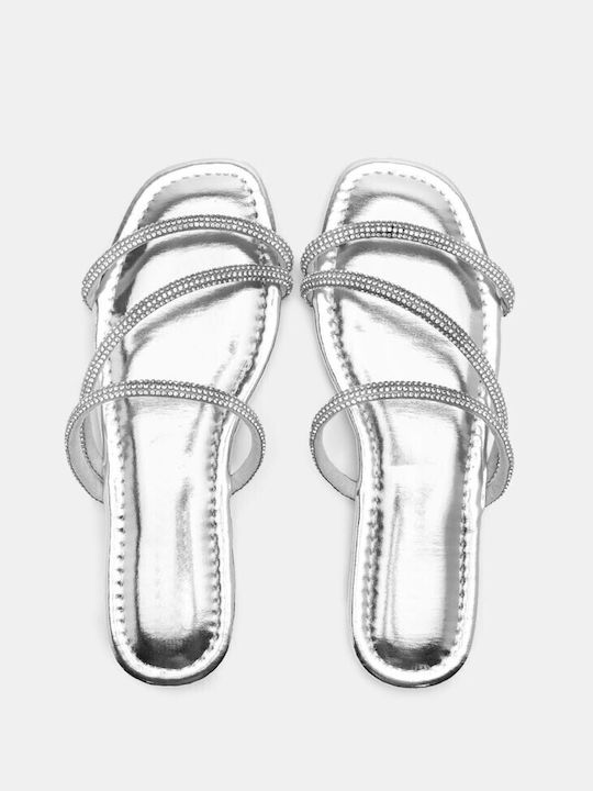 Luigi Synthetic Leather Women's Sandals with Strass Silver