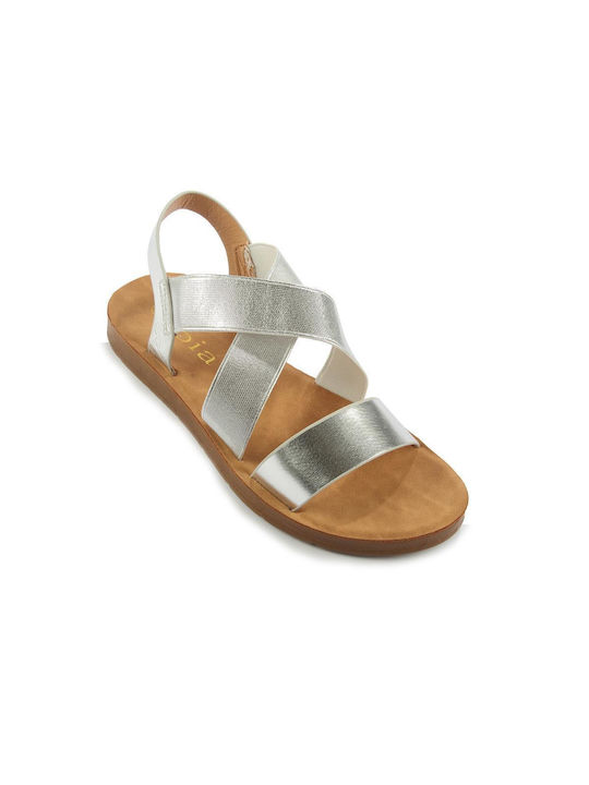 Fshoes Women's Flat Sandals in Silver Color