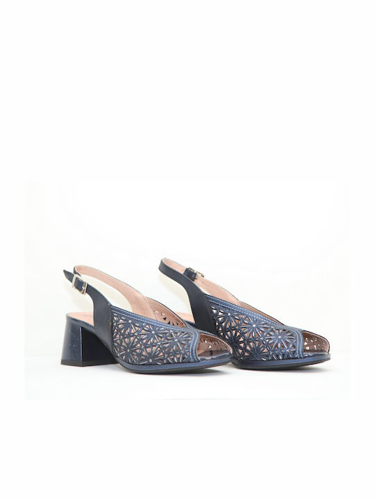 Pitillos Anatomic Leather Blue Medium Heels