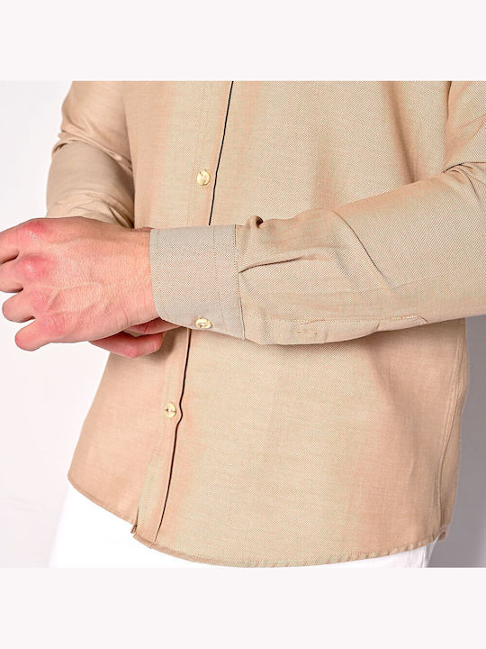 Langärmlig Baumwolle Hemd Beige