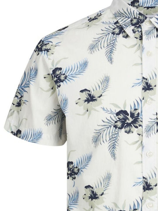 Short-sleeved Cotton Shirt Floral Cloud Dancer
