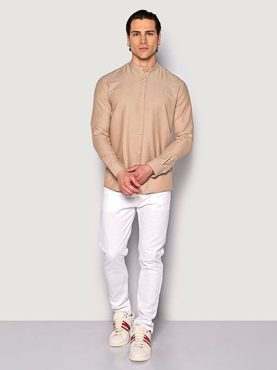 Langärmlig Baumwolle Hemd Beige