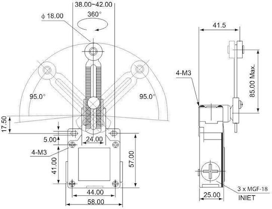 Tracon Electric Μεταγωγικός Διακόπτης Ράγας 250V 10A