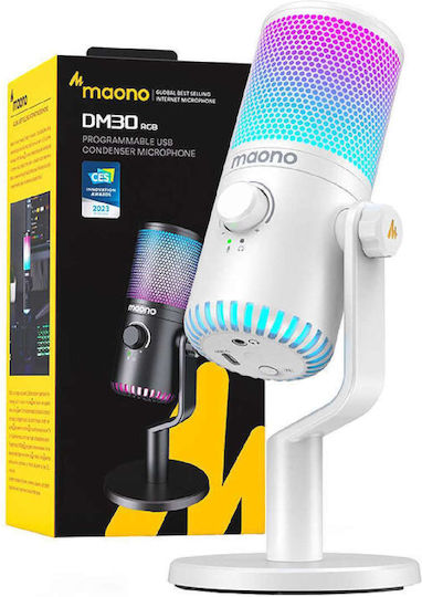 Maono DM30RGB Δυναμικό Microphone Tabletop for Vocals in White Color