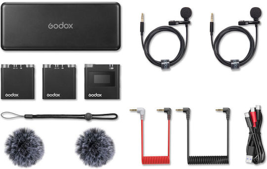 Godox Virso S M2 Σετ Ασύρματο Μικρόφωνο Πέτου, Clip On για Κάμερα (2Tx + 1Rx) για Sony Μηχανές