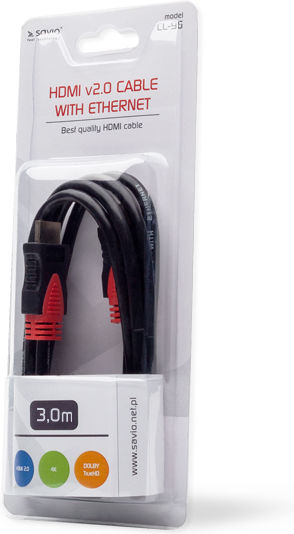 Savio HDMI 2.0 Premium High Speed 4K 60Hz HDR Cable HDMI male - HDMI male 3m Μαύρο