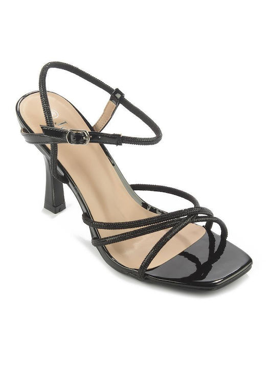 Fshoes Damen Sandalen mit Dünn hohem Absatz in Schwarz Farbe