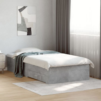 Bed Base Single made of Wood Gray 100x200cm. with Storage Space