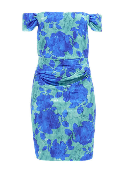 Sommer Mini Abendkleid Satin Blau