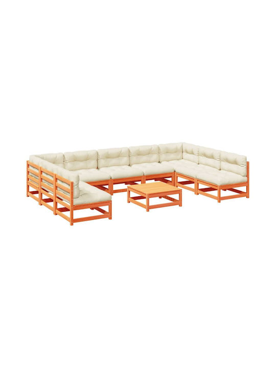 Garten- und Outdoor-Möbelsets 10 Stück Braune mit Kissen