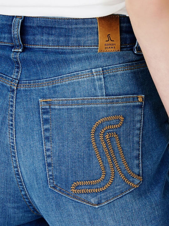Hoch tailliert Damenjeans in Gerader Linie Blue