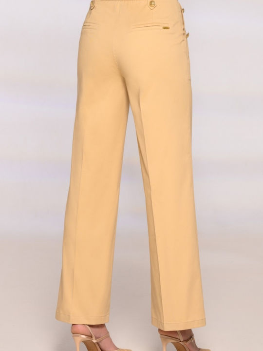 Femei Din material textil Pantaloni cu elastic Beige