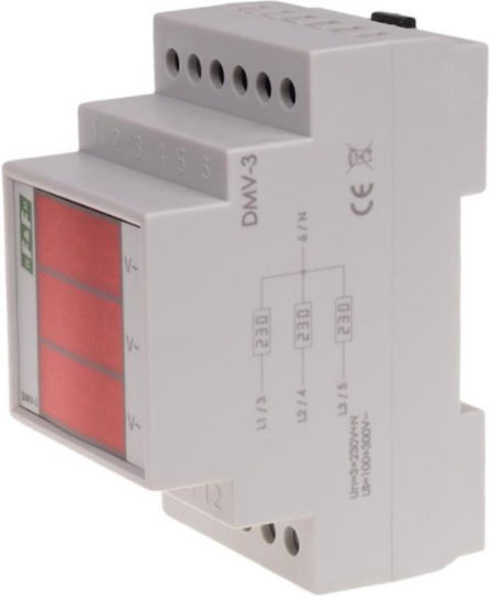 F&F Digital Spannungsmesser Elektrische Messgeräte Schiene Dreiphasig DMV-3