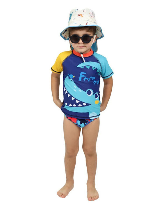 Waves Kinder Badeanzug Rashguard Blue