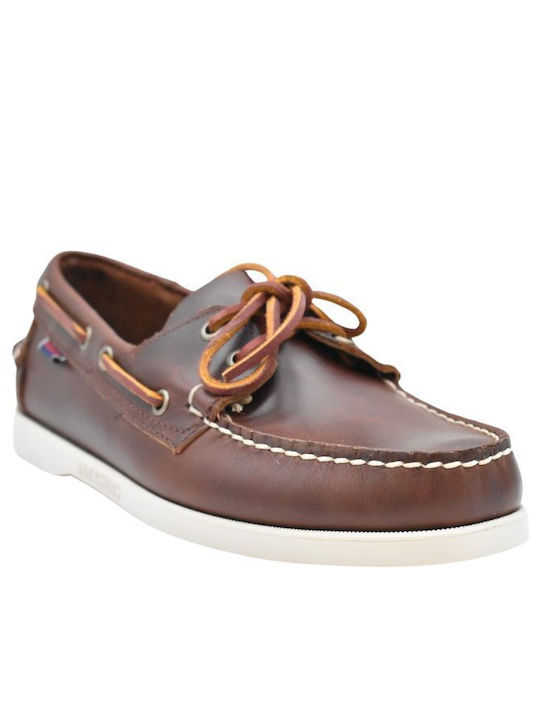 Sebago Docksides Portland Δερμάτινα Ανδρικά Boat Shoes σε Καφέ Χρώμα