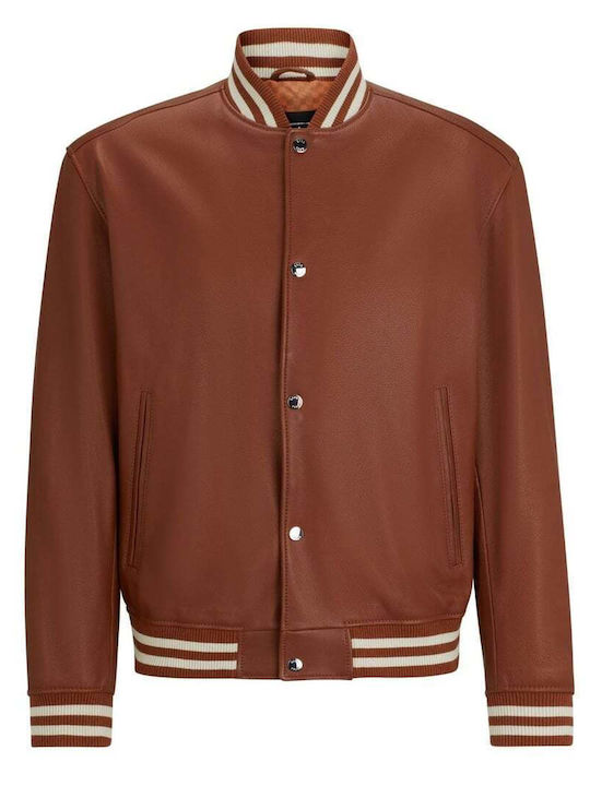 Hugo Boss Men's Leather Jacket Tabac Brown