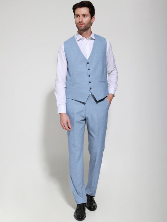 Tresor Men's Suit with Vest Light Blue