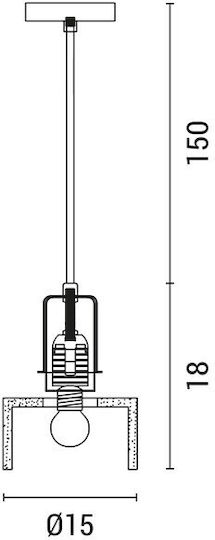 Eurolamp Hängelampe Gold mit Fassung E27 15x15x168cm.