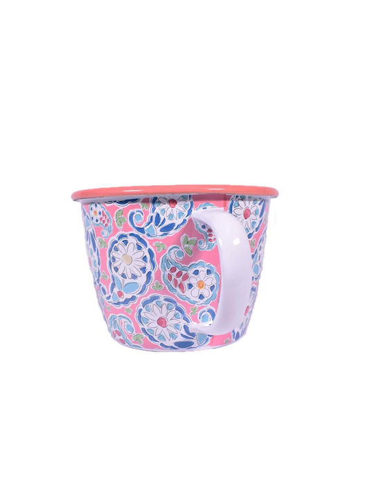 Floral Metallic Cup Pink