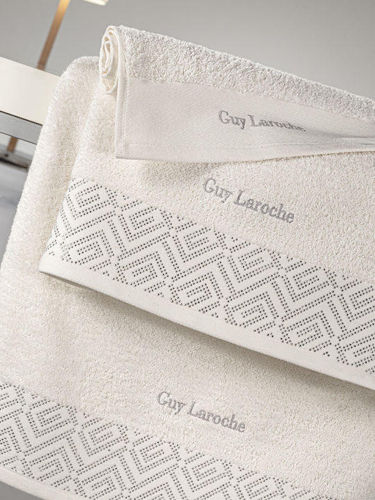 Guy Laroche Σετ Πετσέτες Μπάνιου 3τμχ Emblem Ivory Βάρους 500gr/m²